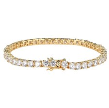 6ct Tennis Bracelet Yellow Gold 18K Lab-Created LED Box Diamond Test Pass 19cm