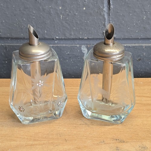 Vintage etched glass - etched, sugar