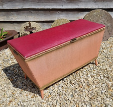 Retro Vintage Lloyd Loom, Sirrom Style Blanket Storage Box, Chest, Pink & Gold