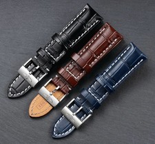 Breitling Leather Strap – 20mm 22mm 24mm – Black, Blue, Brown – Stainless Steel