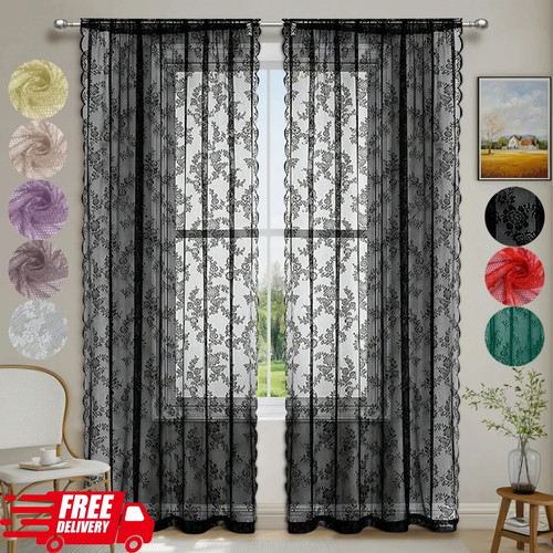 Lace sheer curtain panel - pc,