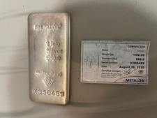 1kg 999 Silver Bullion Bar LBMA Certified w/ Authenticity Certificate