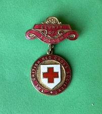 Vintage Red Cross nurses Pin badge Medal nursing county Of Sussex By gaunt
