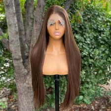 New Brown Synthetic Hair Full Lace Wigs for Black Women Heat Resistant 26 Inch