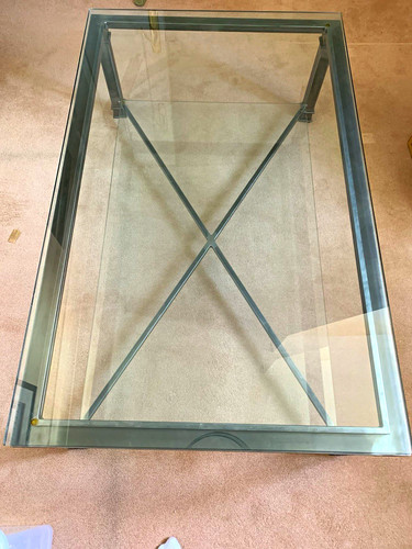 Clear glass top coffee table - top,