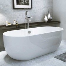 Freestanding Bath Double Ended Luxurious White Modern 1455mm x 745mm No Tap Hole