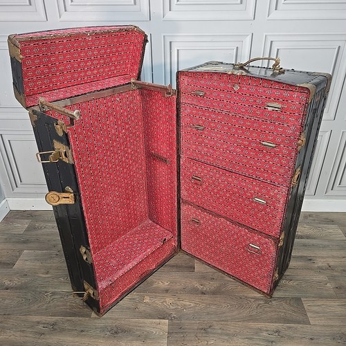 Antique steamer trunk wardrobe - steamer,