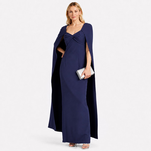 Marchesa notte cape dress blue - marchesa,