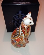 Royal Crown Derby Boxed Siamese Cat Paperweight  Gold Stopper 1st