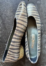 Vintage PAVACINI Gold Tiger Print Shoes UK3.5 EU36.5 New Old Deadstock RARE