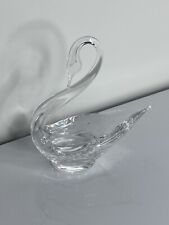 Royal Doulton Crystal Clear Glass Swan Paperweight Trinket Dish Vintage Ornament