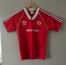 1988/90 MANCHESTER UNITED Vintage adidas Home Football Shirt Boys Large 30-32"