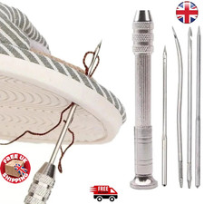 Leather Sewing Awl Kit Handle & 4 Needles for Canvas Tent & Shoe Repair
