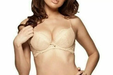 Gossard Superboost Lace 7711 Wired Padded Plunge Bra Nude 32DD Lingerie