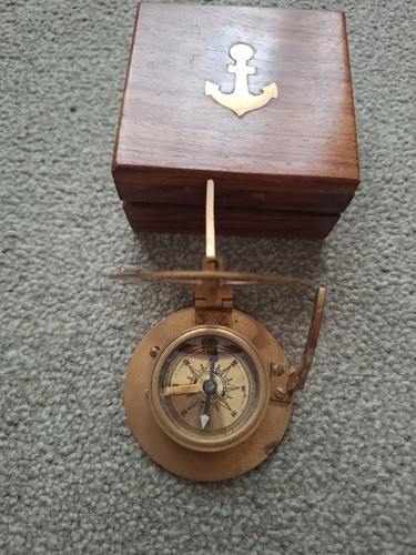 Nautical antique brass sundial - antique,