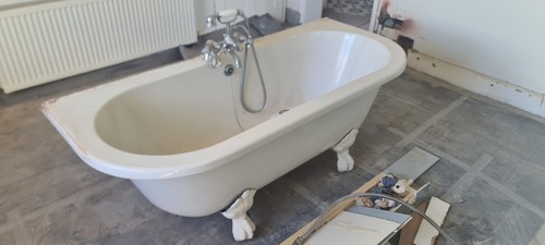 Back wall bath with taps - bath, &