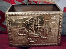 Antique brass magazine rack -