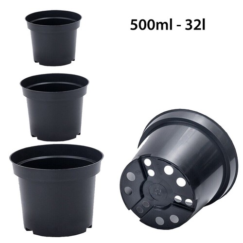 Black plastic plant pot - pot, flower