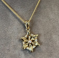 Clogau 9ct Yellow & Rose Gold Lady Snowdon Diamond Pendant (22") Rare 375