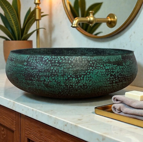 Green patina copper vessel - copper,