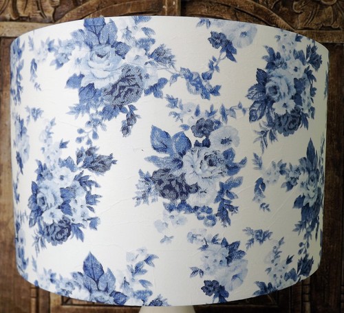Blue rose lampshade handmade - blue,