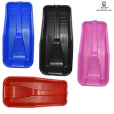 LARGE KIDS HEAVY DUTY SNOW SLEDGE TOBOGGAN SLEIGH SLED ROPE PLASTIC ADULTS SKI B
