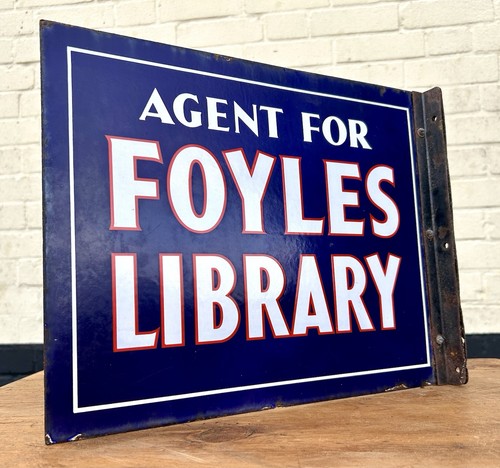 Foyles library enamel sign - library,