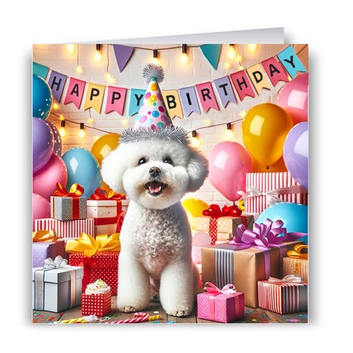 Bichon birthday card dog - card,