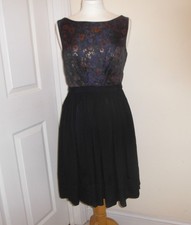 Emily & Fin Abigail Dress Floral Jacquard Waist 28.5'' Size M Fits Size 10-12