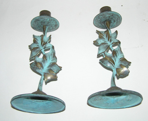 Pair brass candlesticks - pair, of