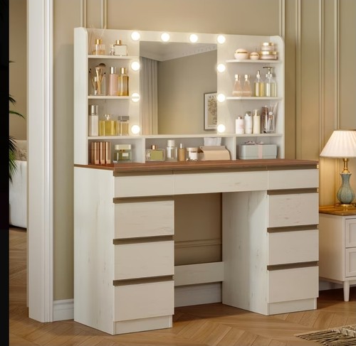 Dressing table with led mirror - with,