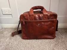 THE BRIDGE TAN LEATHER HOLDALL SMALL - WORK BAG - CARRY ON BAG CUT (very rare)