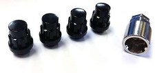 x4 Black Tapered 60 Degree Wheel Locking Nuts + Key FOR HONDA CIVIC ALL MODELS