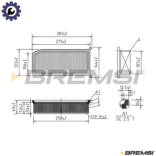 Air filter fa0208 for renault - air,