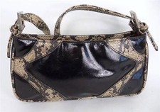 BLACK PATENT AND SNAKE PRINT FAUX LEATHER  BAG HANDBAG JOANNA HALL
