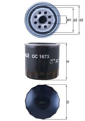 Mahle 1673 oil filter - oil, for