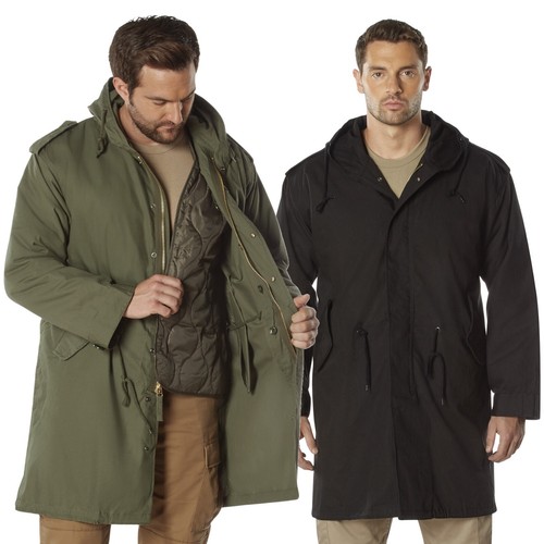 Black fishtail parkas - black/od,