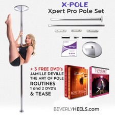 XPole X-PERT Pro PX 45mm Spinning/Static Dance Exercise Pole - Chrome + 3 DVDS