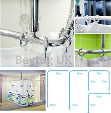 Shower Curtain Rail/Rod, Corner or U Shape, Ceiling Mount, Hooks/Rings included