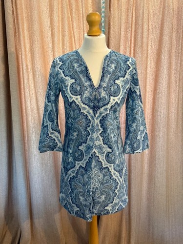 Zara blue paisley batik kaftan - zara,