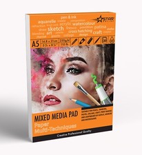 A5 Mixed Media Pad Artist Sketch Pad Multi-Techniques 250 GSM 30 SHEETS