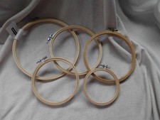 EMBROIDERY SEWING WOODEN HOOPS OF VARIOUS SIZES (5) FROM 8" to 4" BEECH BAMBOO