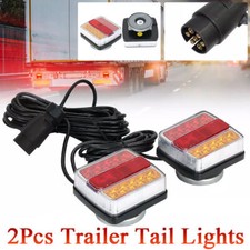 2Pcs Magnetic LED Trailer Towing Lights 12V Rear Tail Board Lamps 7.5m Cable UK