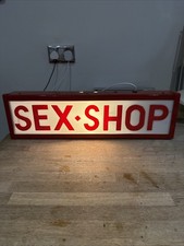 VINTAGE “SEX SHOP” LIGHT BOX ILLUMINATED 3D PERSPEX WALL SIGN 26”L MAN CAVE
