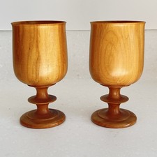 Vintage Pair Of Wooden Goblets