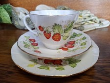 Virginia Strawberry Fine Bone China Cup Plate Saucer Set Queen’s England Rosina