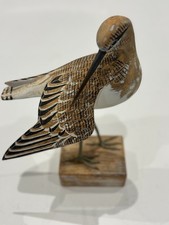 Archipelago Sandpiper Preening Bird Wood Carving - EXCELLENT CONDITION