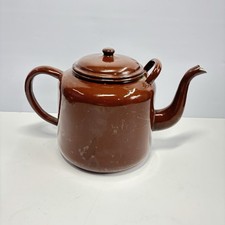 XXL Teapot Brown Vintage Enamel Rustic Farmhouse Kitchenalia Catering Approx 8pt
