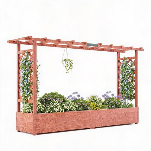 Elevated wooden planters - wooden,