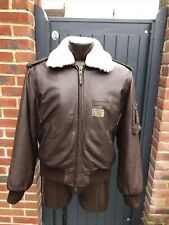 NICKELSON Leather Flying Jacket Removable sheepskin Collar . SIZE M CHEST 40”
